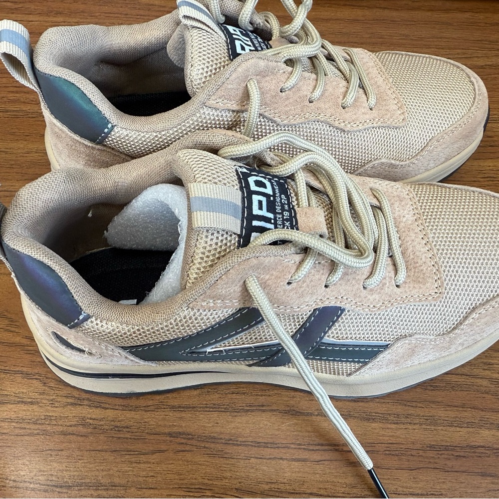 Beige and Black Womens Sneakers